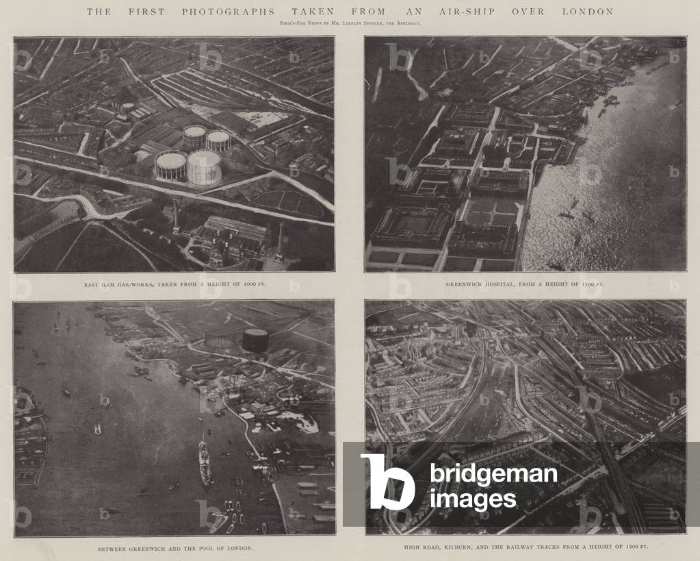 The First Photographs taken from an Air-Ship over London (b/w photo)