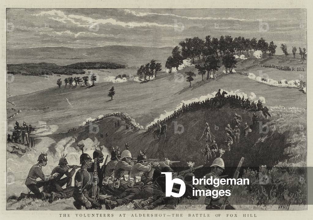 The Volunteers at Aldershot, the Battle of Fox Hill (engraving)