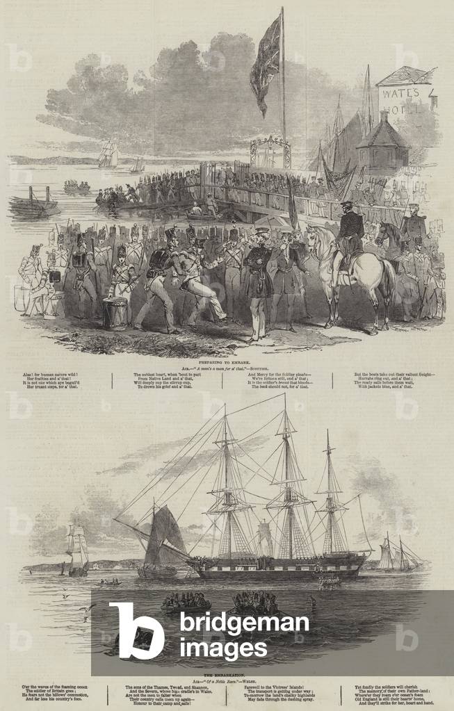 Embarkation of Troops at Gravesend, for Foreign Service (engraving)