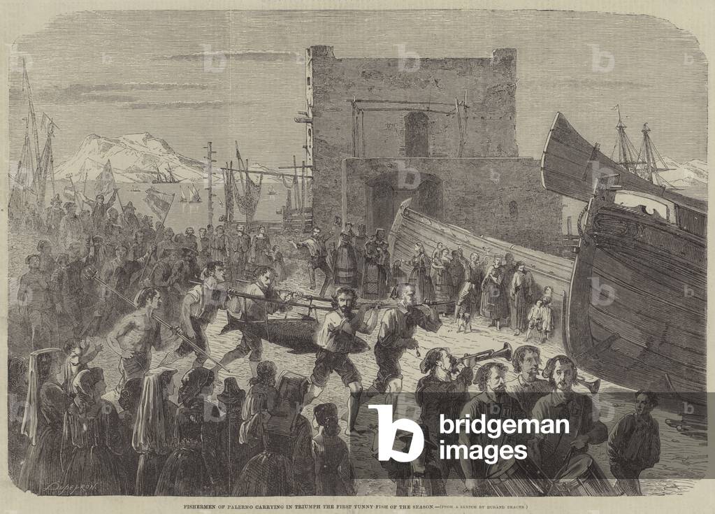 Fishermen of Palermo carrying in Triumph the First Tunny-Fish of the Season (engraving)