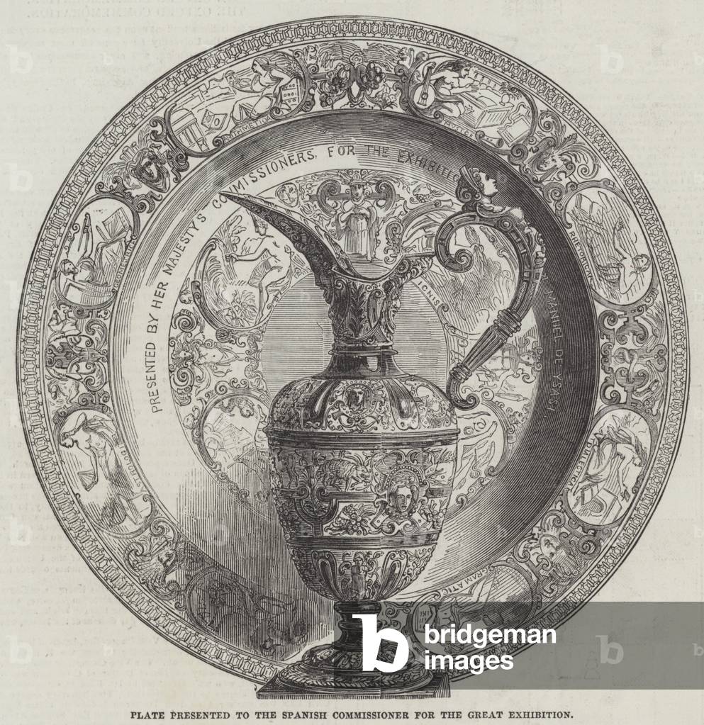 Plate presented to the Spanish Commissioner for the Great Exhibition (engraving)