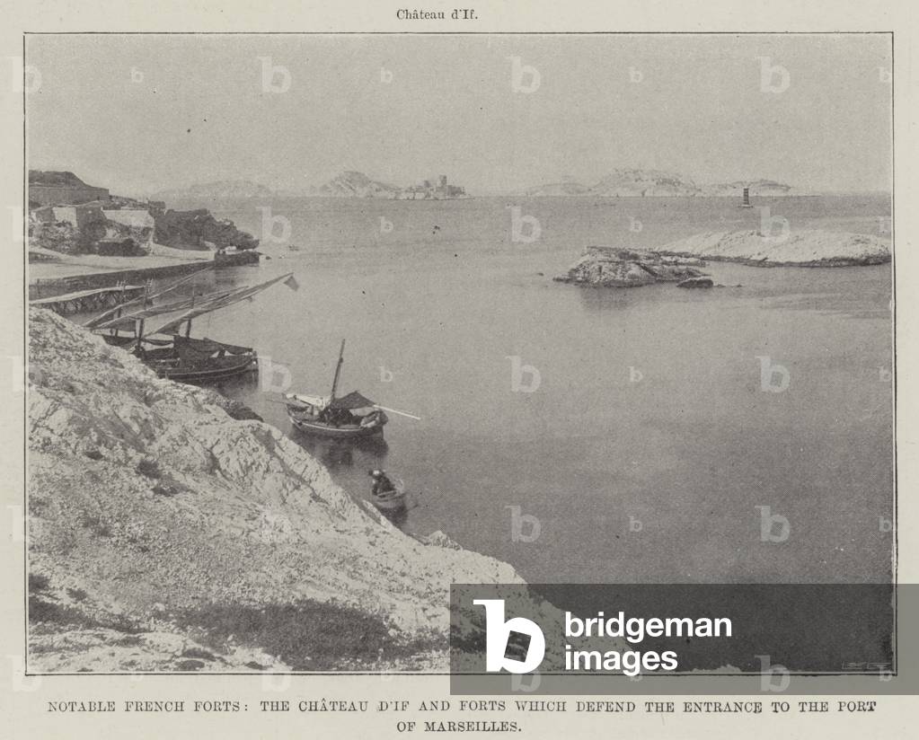 Notable French Forts, the Chateau d'If and Forts which defend the Entrance to the Port of Marseilles (b/w photo)