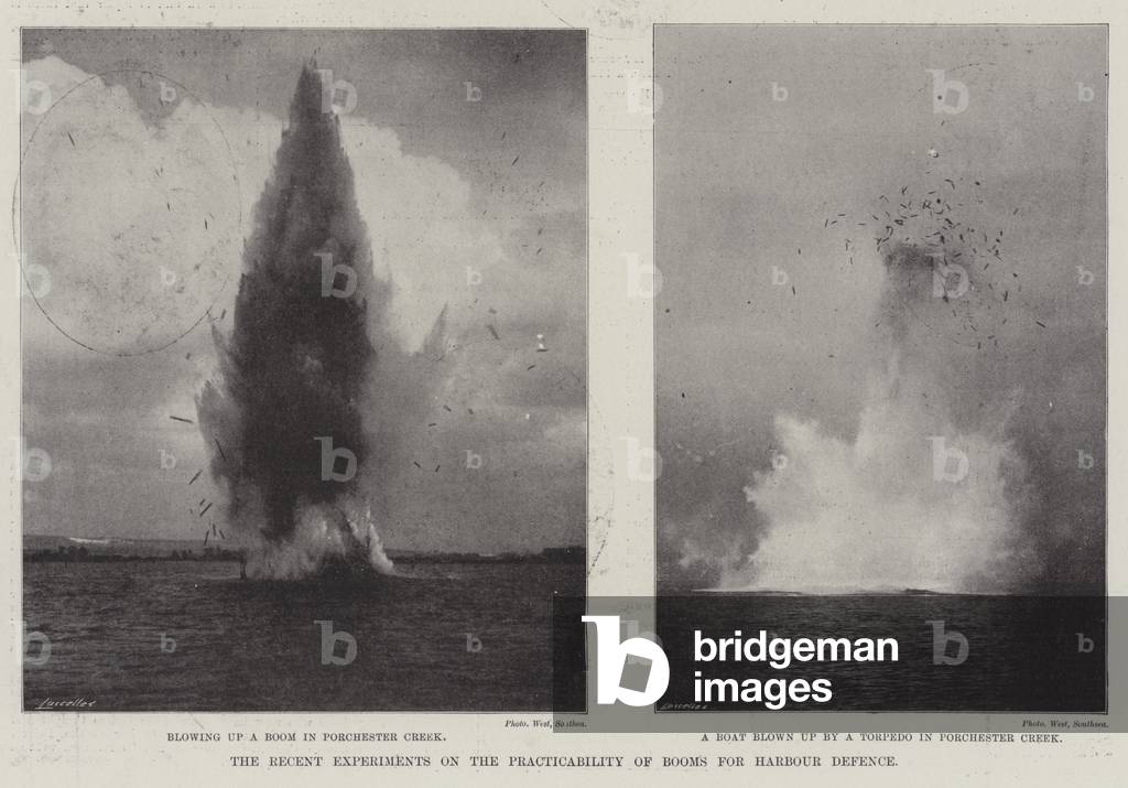The Recent Experiments on the Practicability of Booms for Harbour Defence (b/w photo)