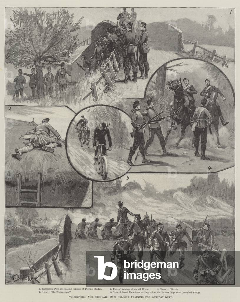 Volunteers and Regulars in Middlesex Training for Outpost Duty (engraving)