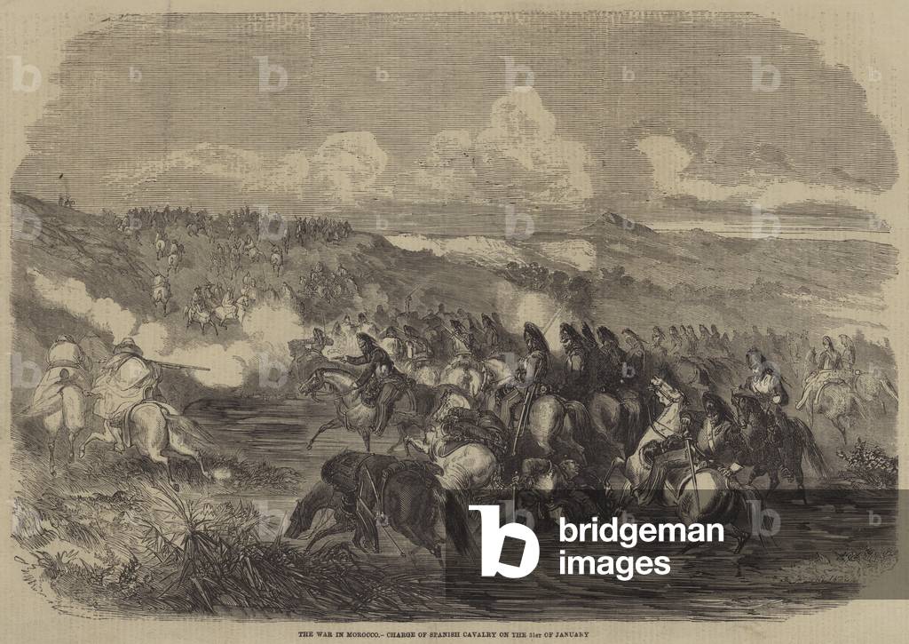 The War in Morocco, Charge of Spanish Cavalry on 31 January (engraving)