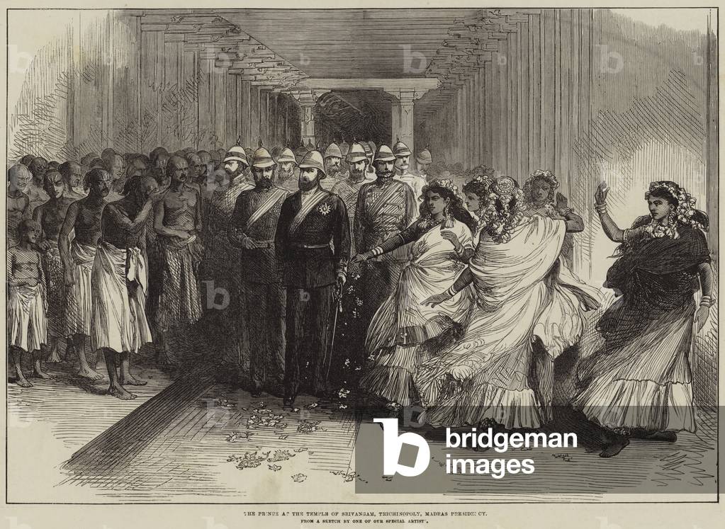 The Prince at the Temple of Srivangam, Trichinopoly, Madras Presidency (engraving)