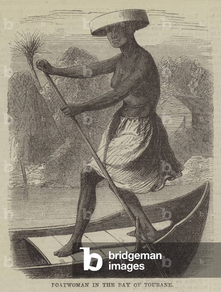 Boatwoman in the Bay of Tourane (engraving)