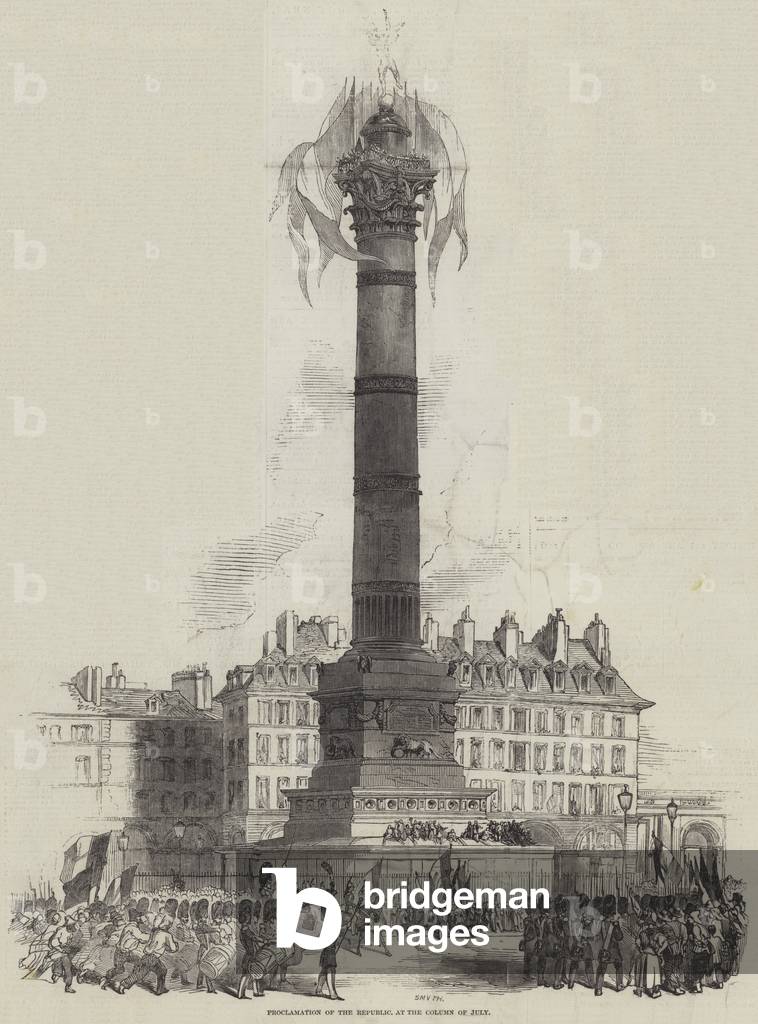 Proclamation of the Republic, at the Column of July (engraving)
