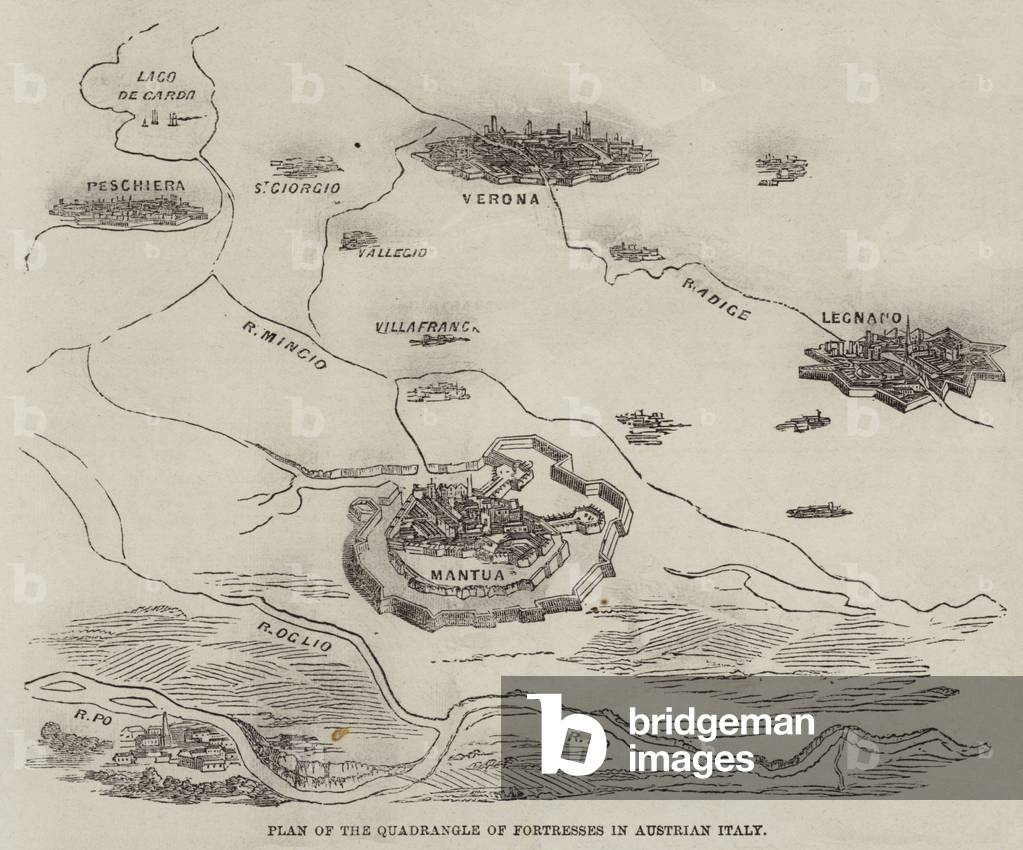 Plan of the Quadrangle of Fortresses in Austrian Italy (engraving)