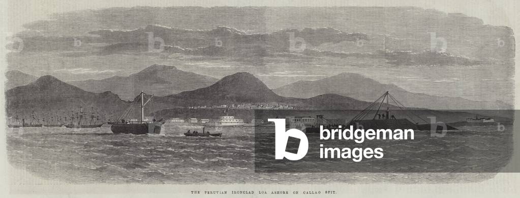 The Peruvian Ironclad Loa Ashore on Callao Spit (engraving)