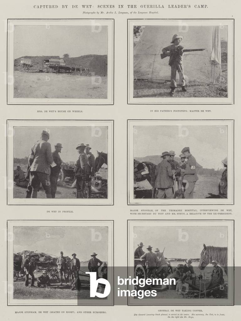 Captured by De Wet, Scenes in the Guerilla Leader's Camp (b/w photo)