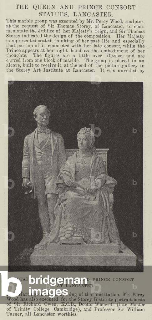 Statues of the Queen and Prince Consort at Lancaster (b/w photo)