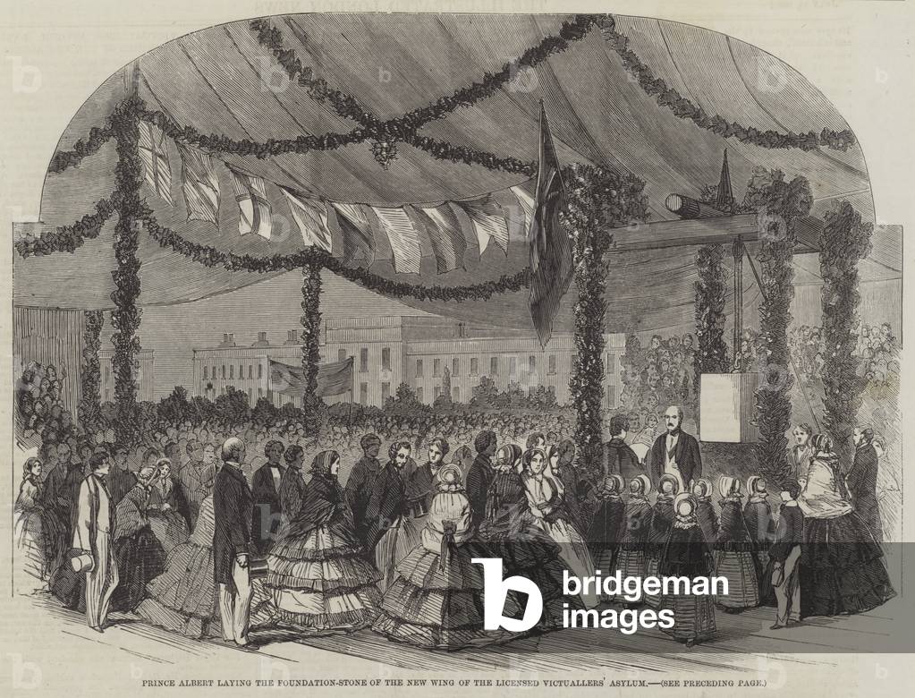 Prince Albert laying the Foundation-Stone of the New Wing of the Licensed Victuallers' Asylum (engraving)