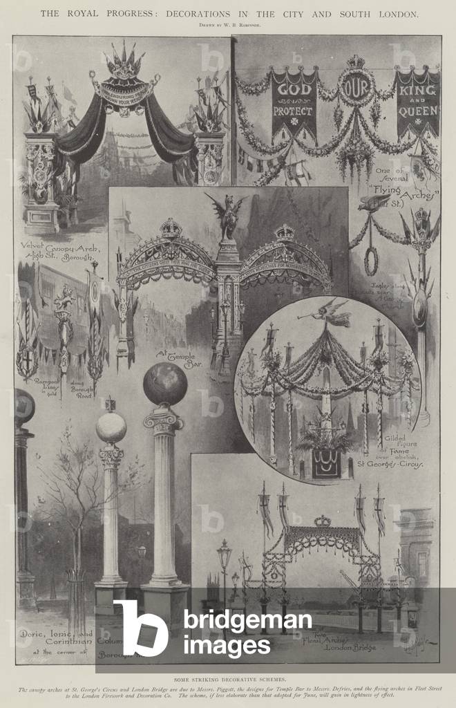The Royal Progress, Decorations in the City and South London (litho)