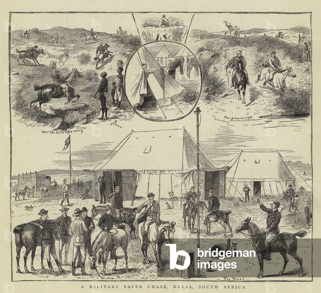A Military Paper Chase, Natal, South Africa (engraving)