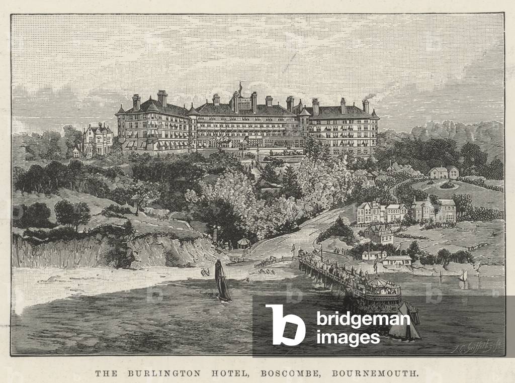 The Burlington Hotel, Boscombe, Bournemouth (engraving)