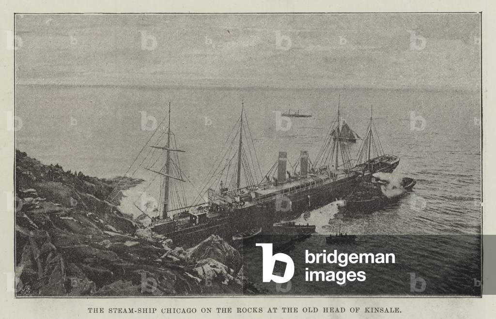 The Steam-Ship Chicago on the Rocks at the Old Head of Kinsale (b/w photo)
