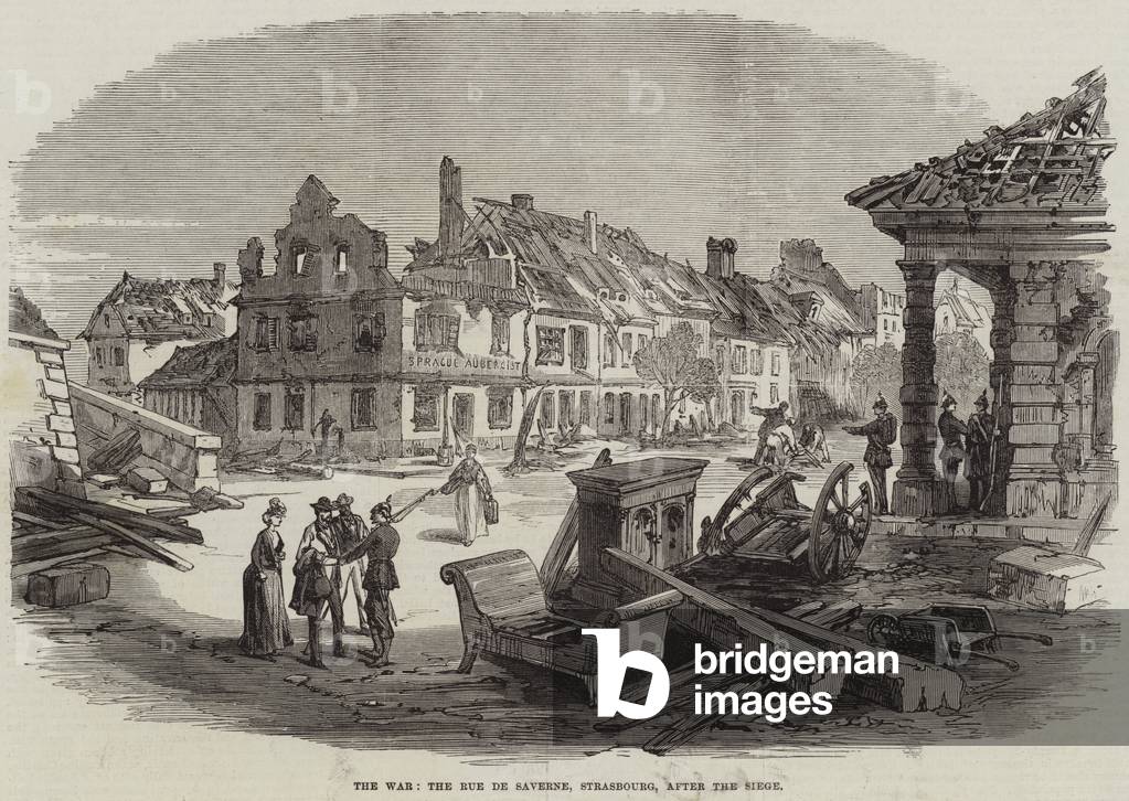 The War, the Rue de Saverne, Strasbourg, after the Siege (engraving)