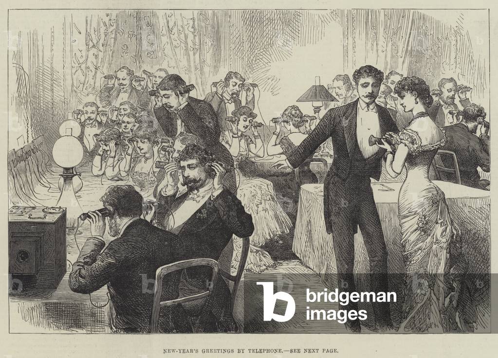 New-Year's Greetings by Telephone (engraving)