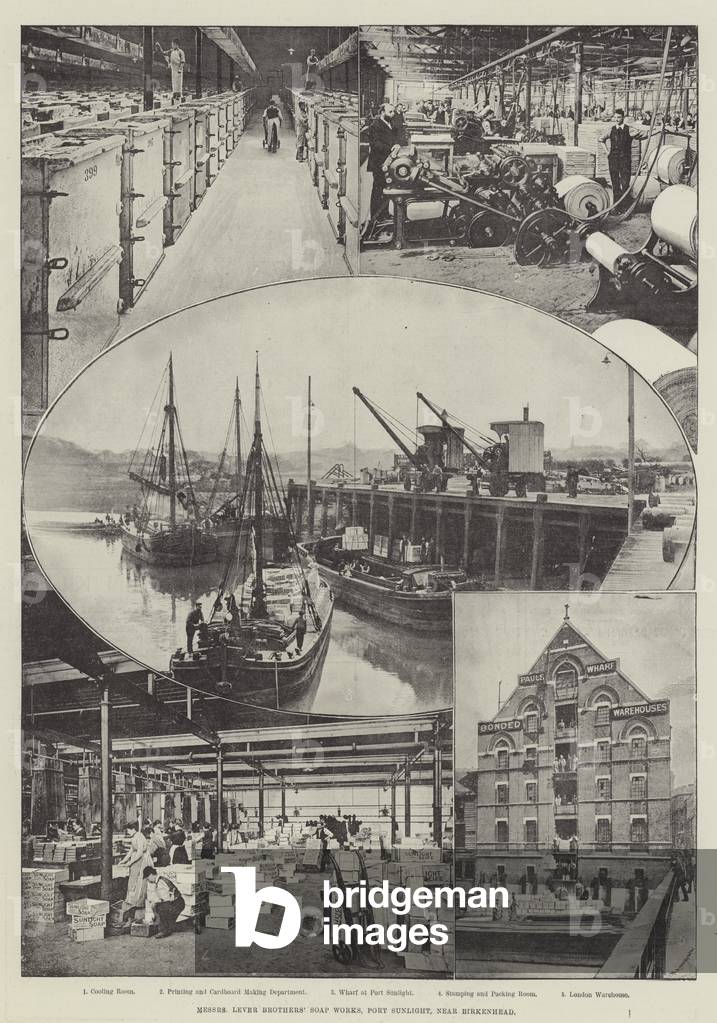 Messers Lever Brothers' Soap Works, Port Sunlight, near Birkenhead (b/w photo)