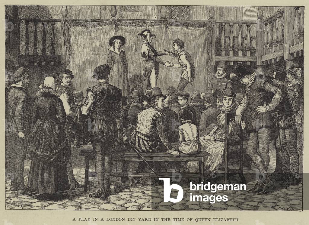 A Play in a London Inn Yard in the Time of Queen Elizabeth (engraving)