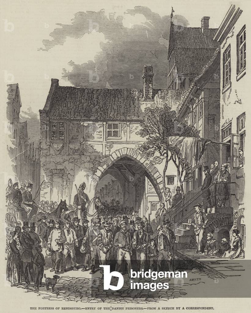The Fortress of Rendsburg, Entry of the Danish Prisoners (engraving)