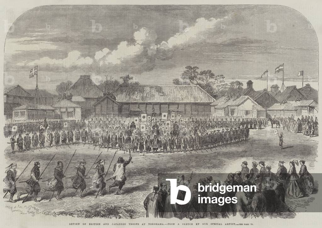 Review of British and Japanese Troops at Yokohama (engraving)
