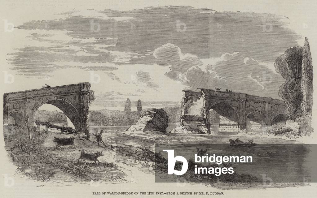 Fall of Walton-Bridge on the 11th Inst (engraving)