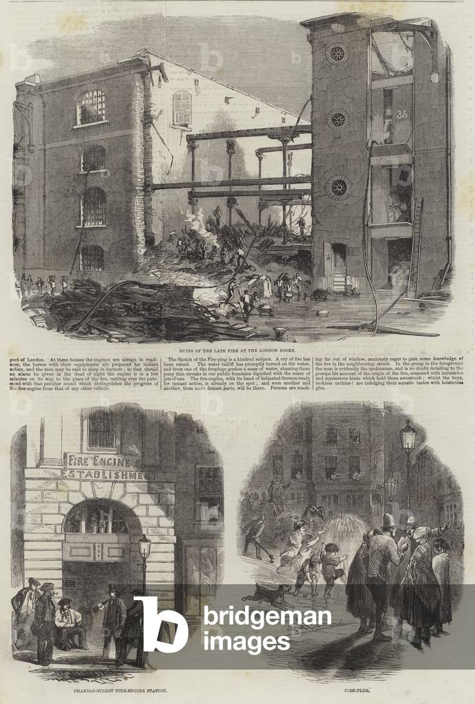 Great Fire in London Docks (engraving)
