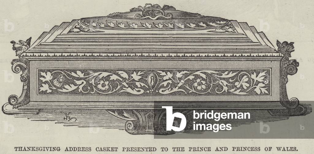 Thanksgiving Address Casket presented to the Prince and Princess of Wales (engraving)