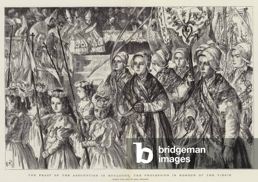 The Feast of the Assumption in Boulogne, the Procession in Honour of the Virgin (litho)