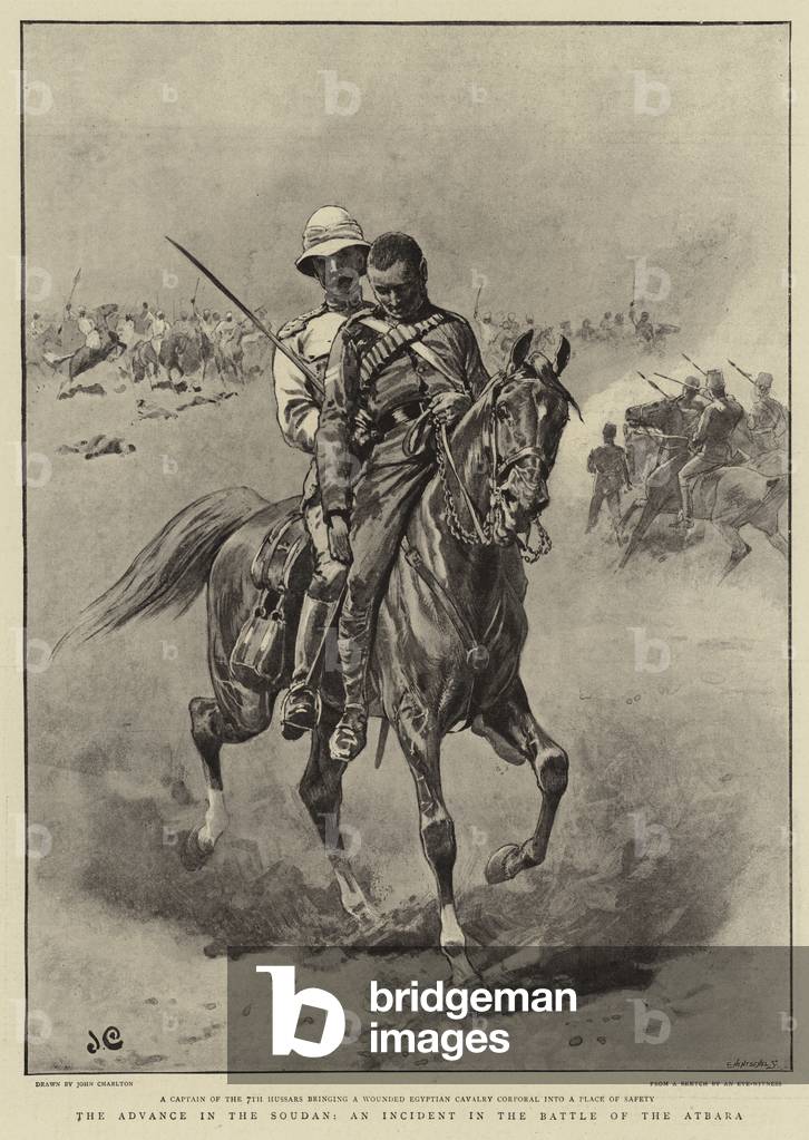 The advance in the Soudan, an Incident in the Battle of the Atbara (litho)