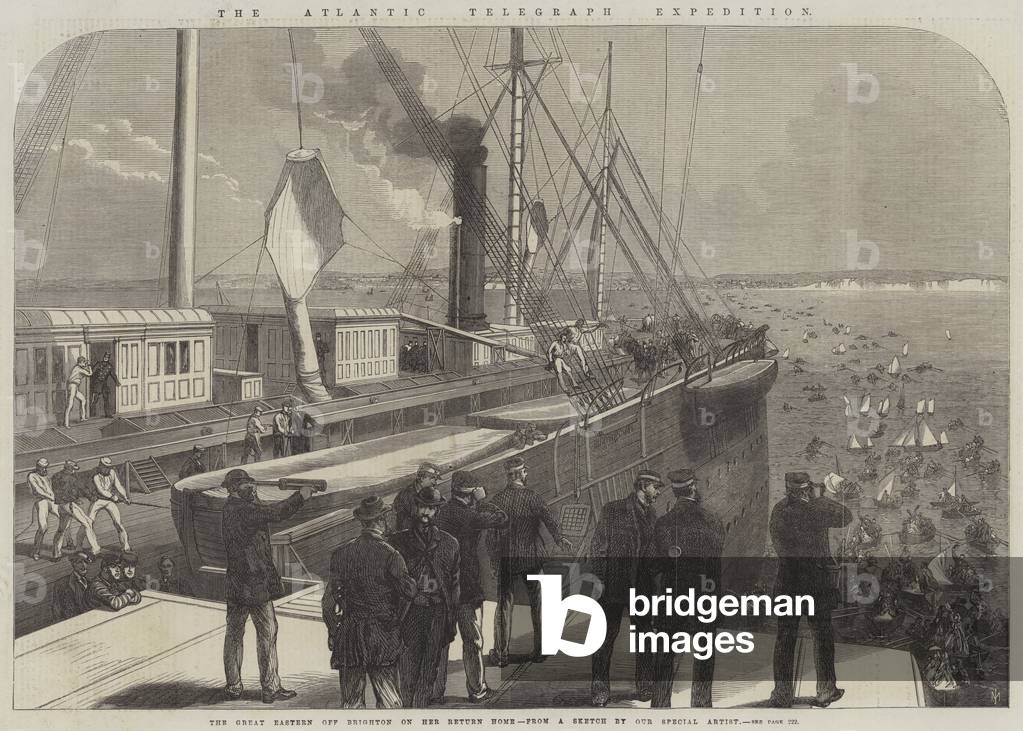 The Atlantic Telegraph Expedition, the Great Eastern off Brighton on her Return Home (engraving)