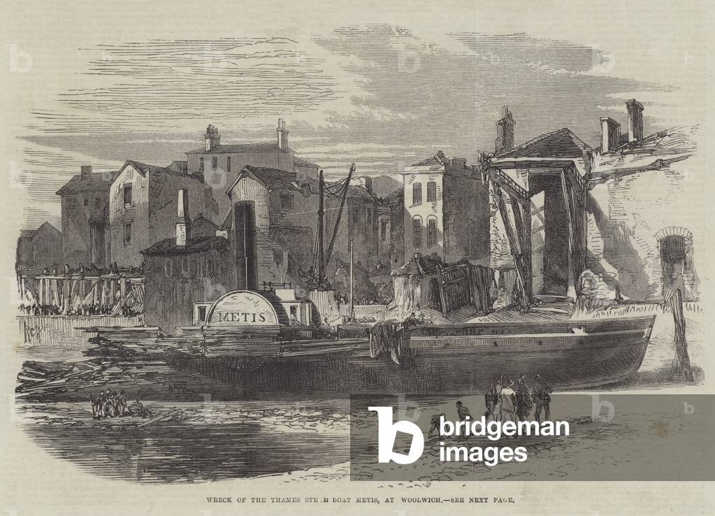 Wreck of the Thames Steam Boat Metis, at Woolwich (engraving)