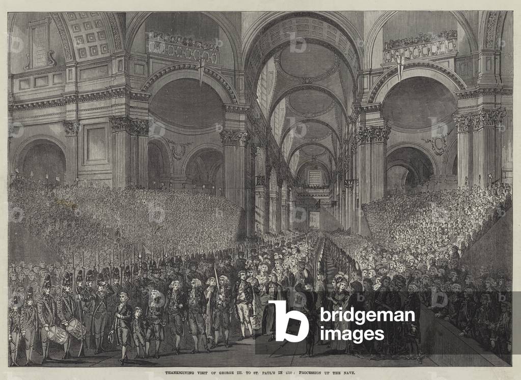 Thanksgiving Visit of George III to St Paul's in 1789, Procession up the Nave (engraving)
