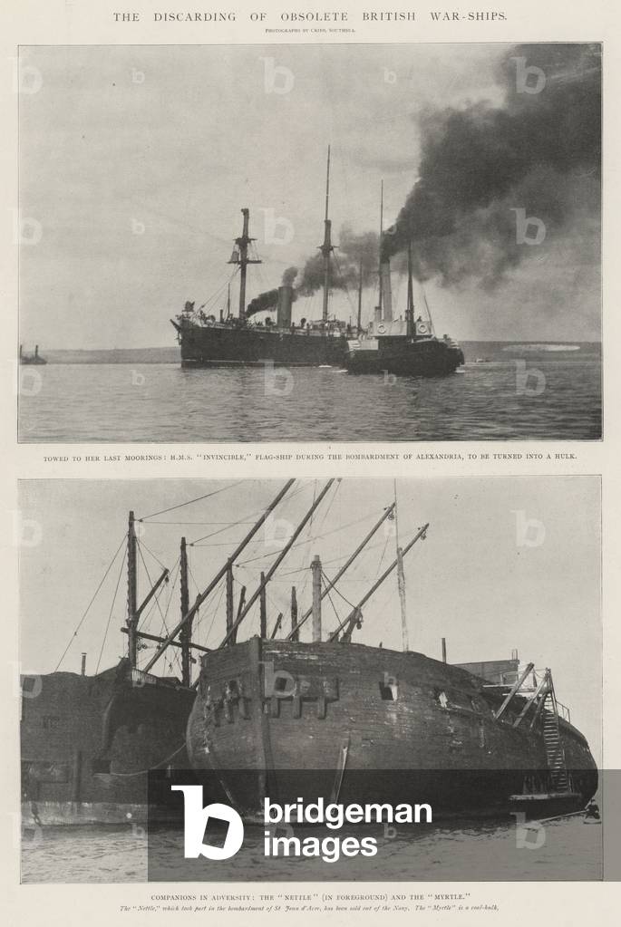 The Discarding of Obsolete British War-Ships (b/w photo)