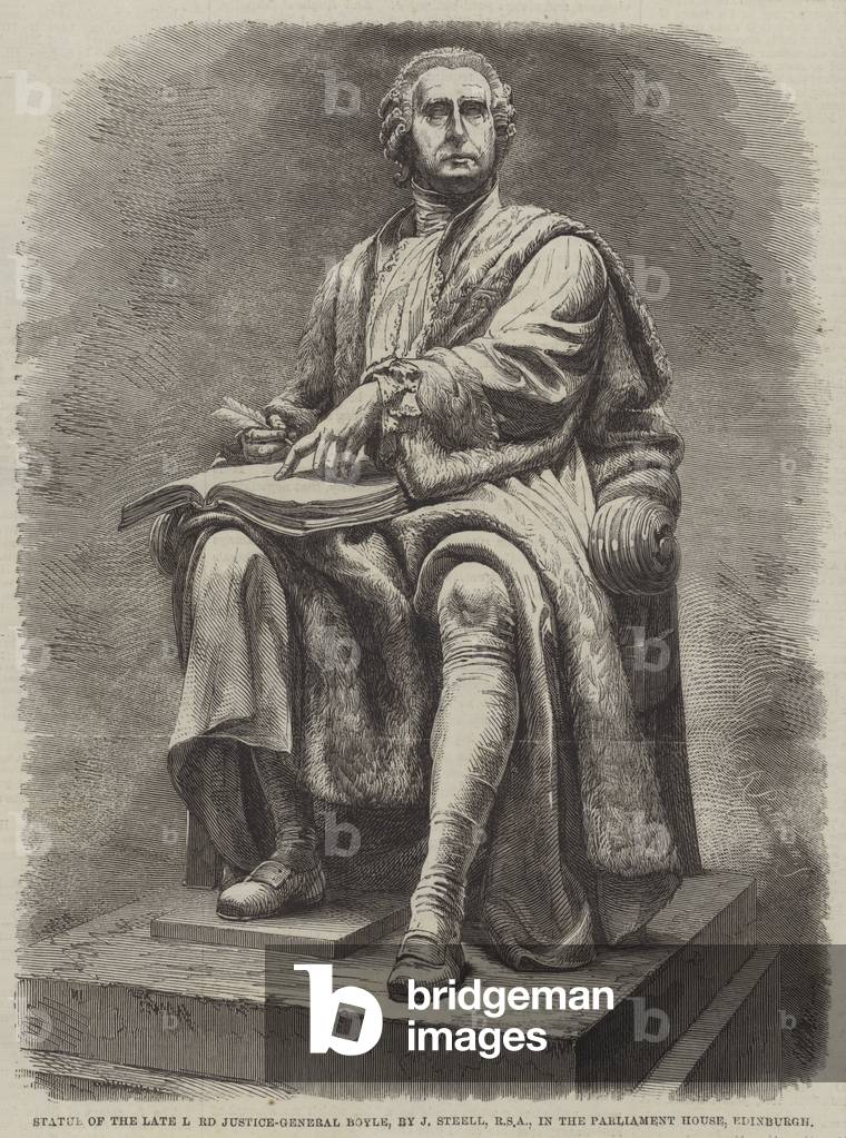 Statue of the late Lord Justice-General Boyle, by J Steell, RSA, in the Parliament House, Edinburgh (engraving)
