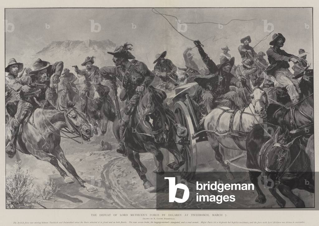 The Defeat of Lord Methuen's Force by Delarey at Tweebosch, 7 March (litho)