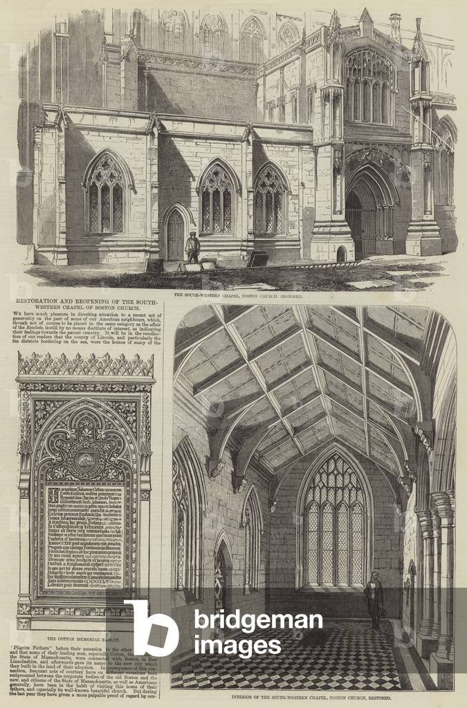 Restoration and Reopening of the South-Western Chapel of Boston Church (engraving)