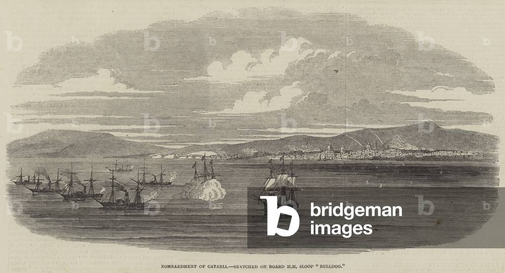 Bombardment of Catania, sketched on Board HM Sloop 