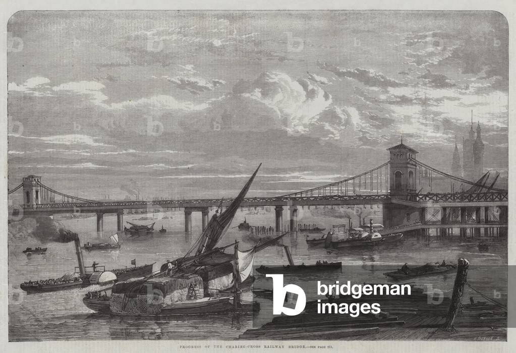Progress of the Charing-Cross Railway Bridge (engraving)