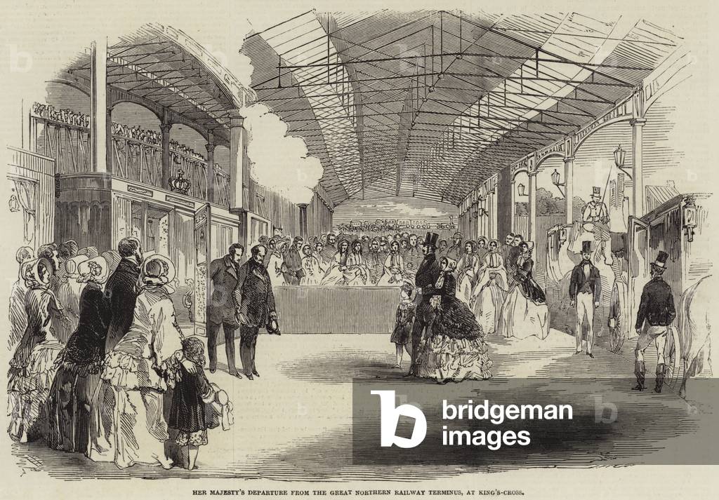 Her Majesty's Departure from the Great Northern Railway Terminus, at King's-Cross (engraving)