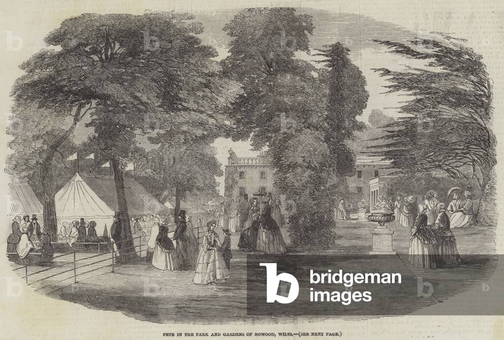 Fete in the Park and Gardens of Bowood, Wilts (engraving)
