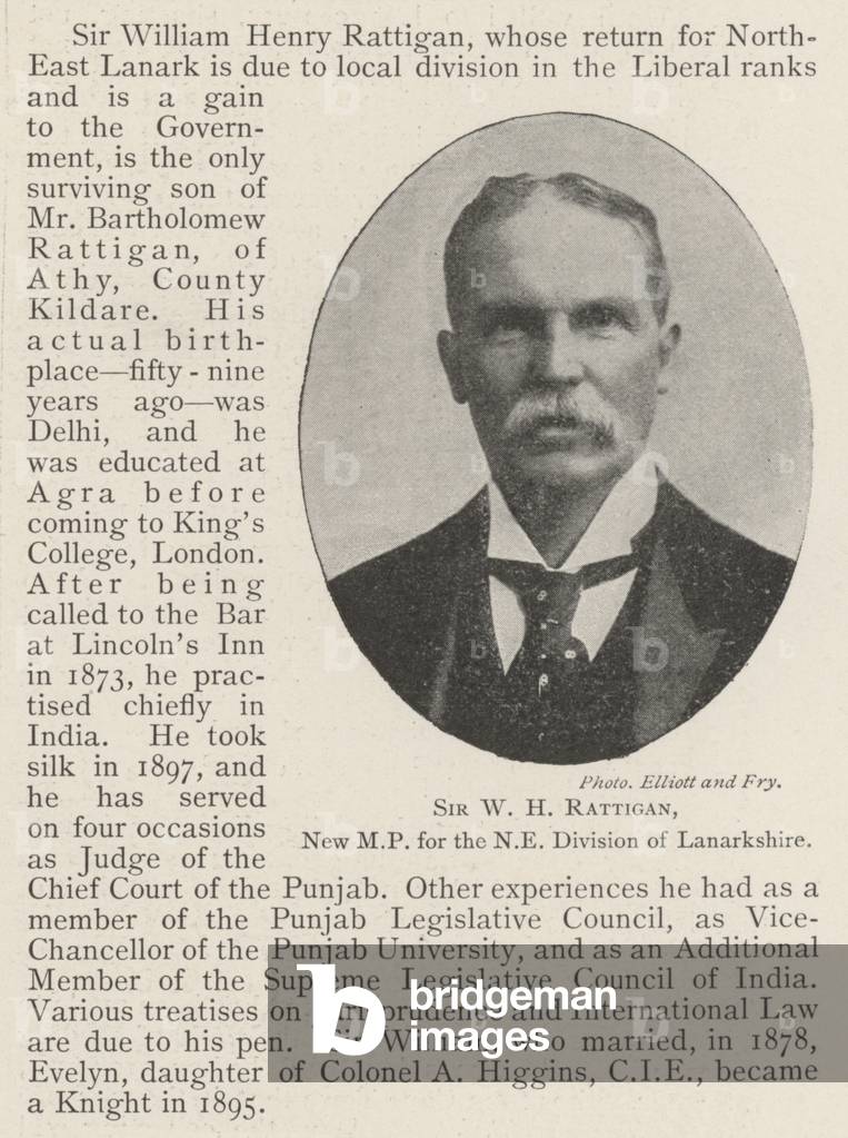 Sir W H Rattigan, New MP for the NE Division of Lanarkshire (b/w photo)