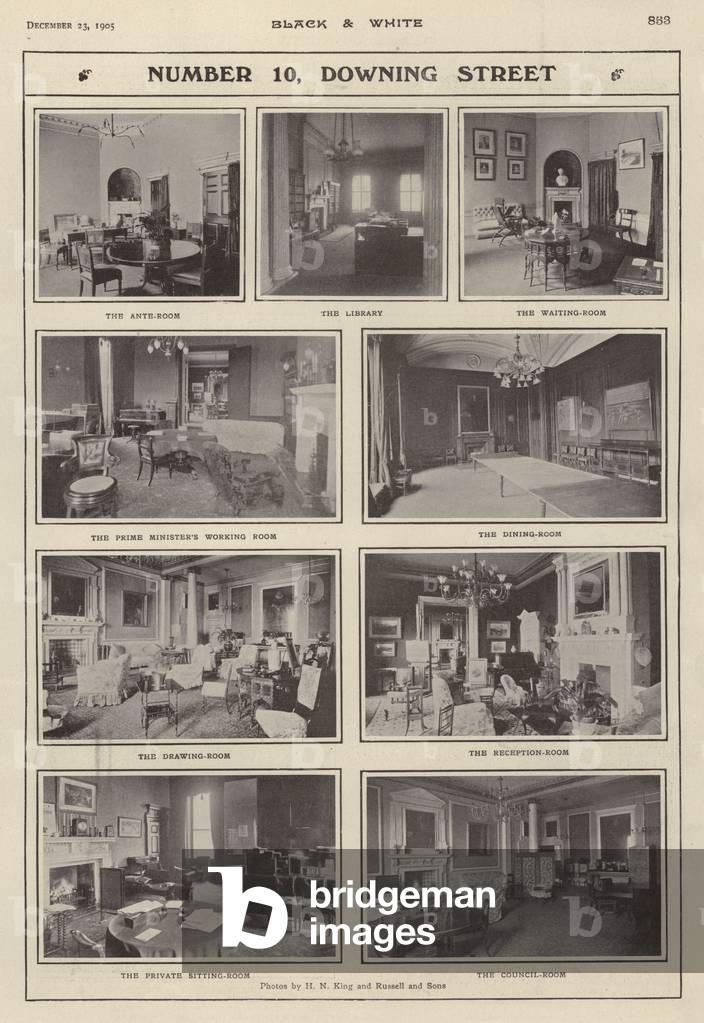 Number 10, Downing Street, interiors (b/w photo)
