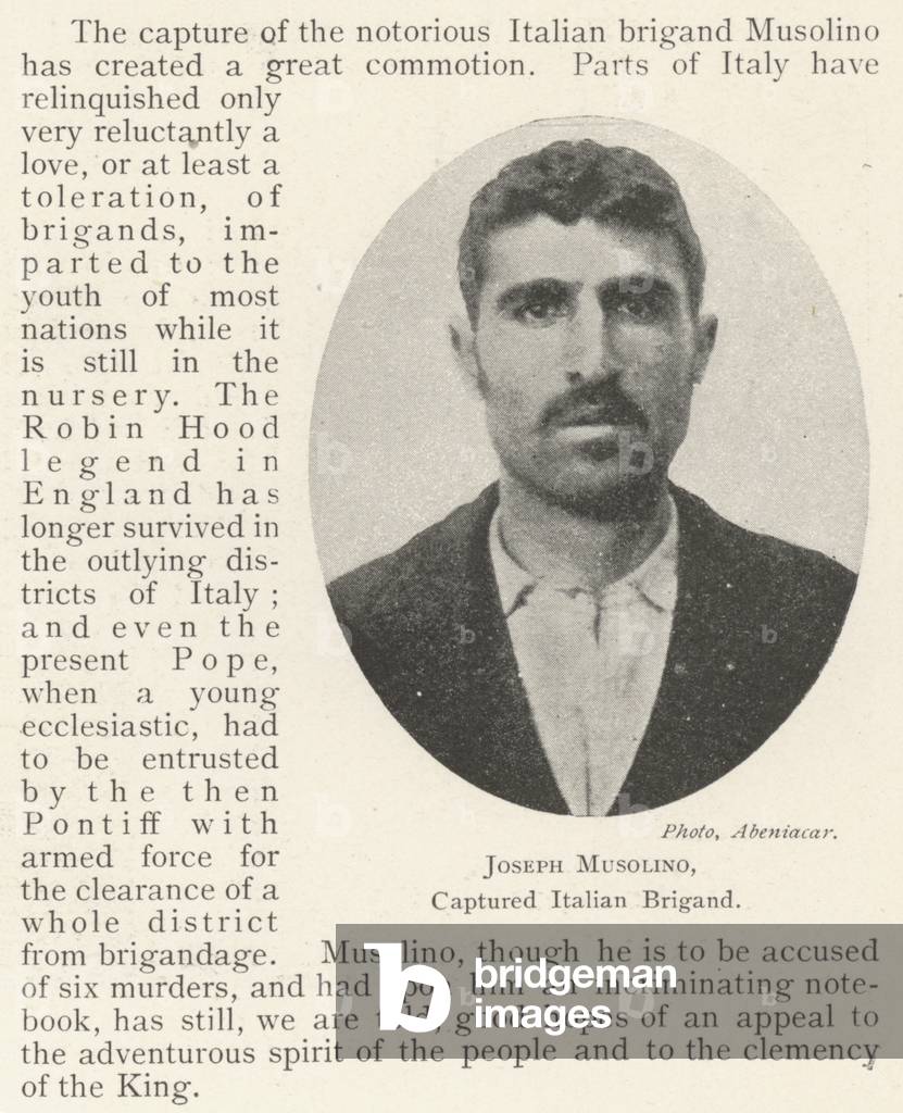 Joseph Musolino, captured Italian Brigand (b/w photo)