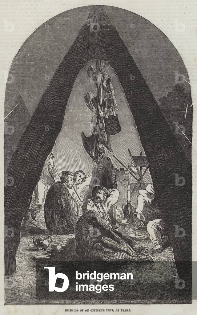 Interior of an Officer's Tent, at Varna (engraving)