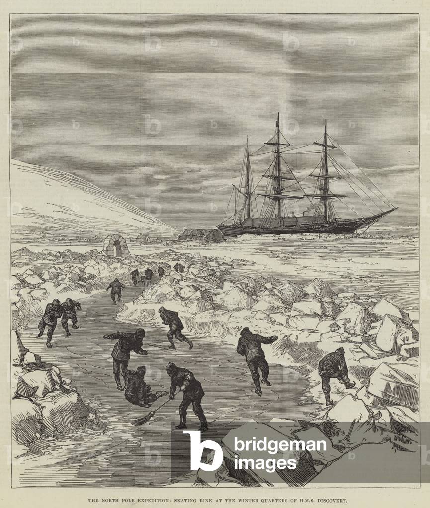 The North Pole Expedition, Skating Rink at the Winter Quarters of HMS Discovery (engraving)