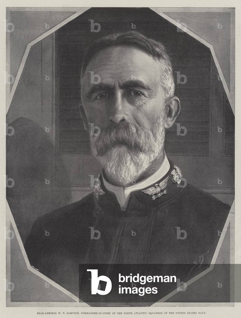 Rear-Admiral W T Sampson, Commander-in-Chief of the North Atlantic Squadron of the United States Navy (engraving)