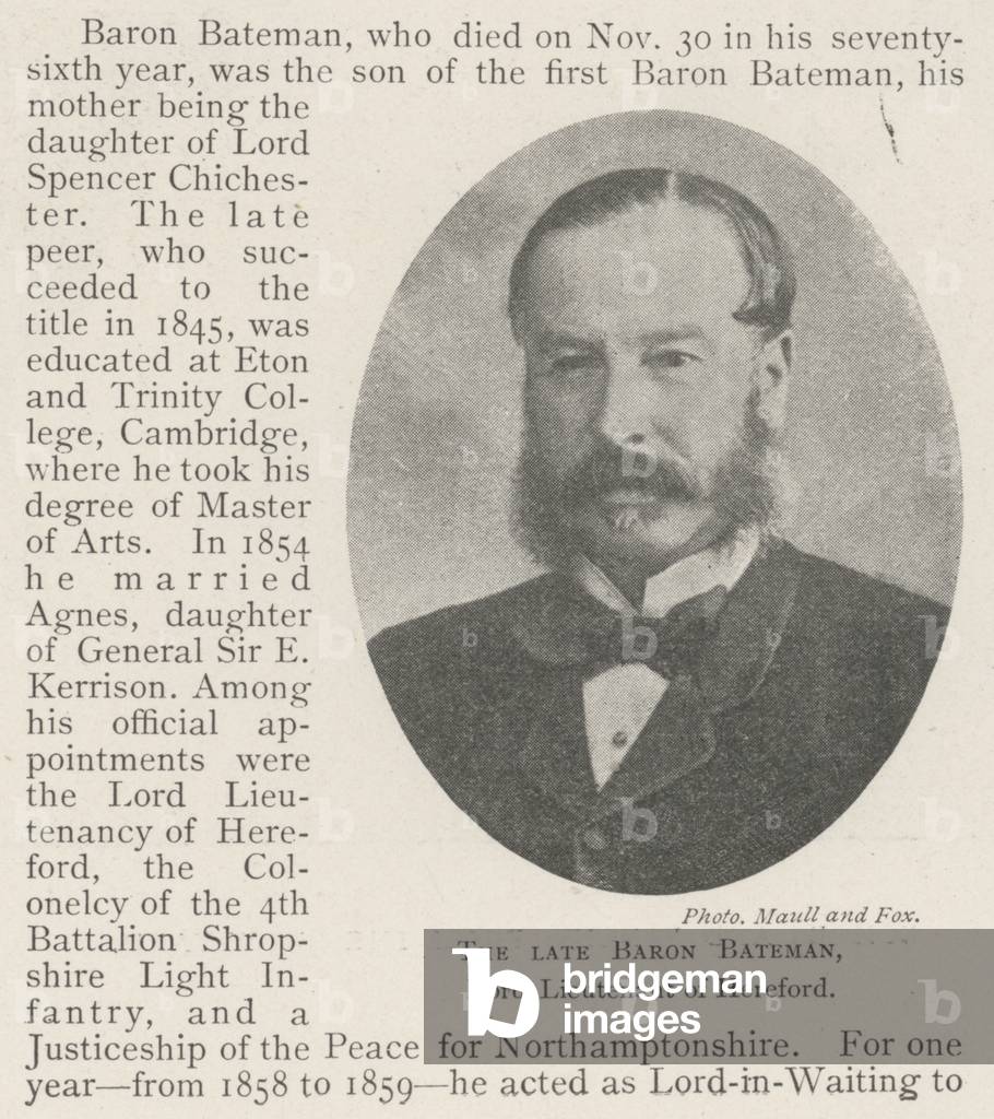 The late Baron Bateman, Lord Lieutenant of Hereford (b/w photo)